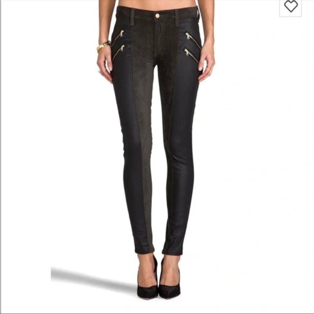 7 for all mankind faux leather & suede jegging pants - Picture 1 of 9